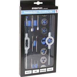 Eventus by Exact 70607 Tap and Die Set 16-Piece HSS Metric M3, M4, M5, M6, M8, M10, M12