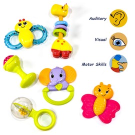 infunbebe 6 Pack Teething Toys for Baby and Toddler Aged 3 Months +,32 x 27 x 6.5 cm