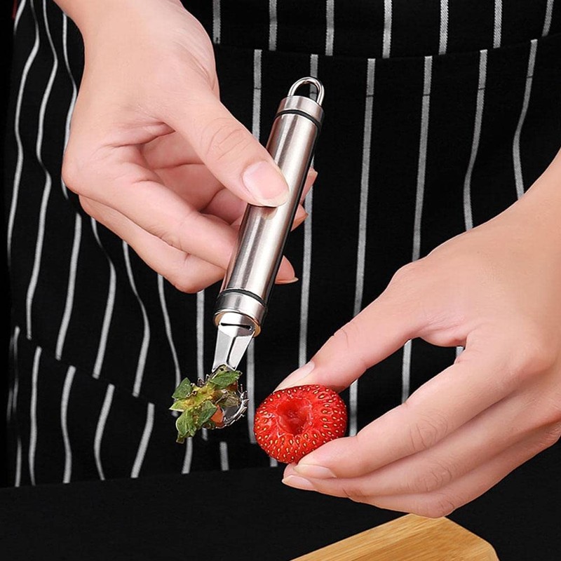 Htppzjr Stainless Steel Strawberry Huller and Tomato Stem Corer Tool