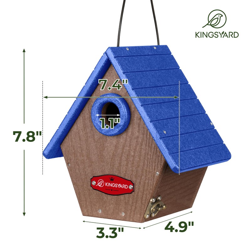 Kingsyard Recycled Plastic Bird House for Outdoors - Hanging Nesting