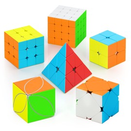 Vdealen - Juego de cubos de velocidad, paquete de cubos mágicos, 2 x 2, 3 x 3, 4 x 4 pulgadas, pirámides Skewb hiedra, paquete de cubos de rompecabezas sin adhesivos, regalo de Navidad para fiestas de
