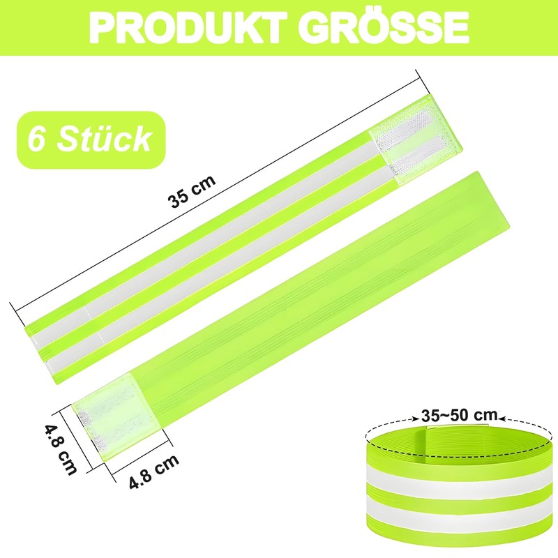 Pack of 6 Bicycle Trouser Clips, Elastic Reflective Band, Trouser