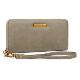 Haffukiry Women's Long Wallet, Popular, Holds 12 Cards, Large Capacity, Round Zipper, Long Wallet, Coin Purse, Bill Compartment, Smartphone Holder, PU Leather, Good Texture, Easy to Use, gray