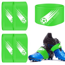 Patelai 4 Pcs Soccer Cleat Lace Cover Football Shoe Band Soccer Shoe Cover Football Cleat Bands Youth Adult for Season(Youth,Green)