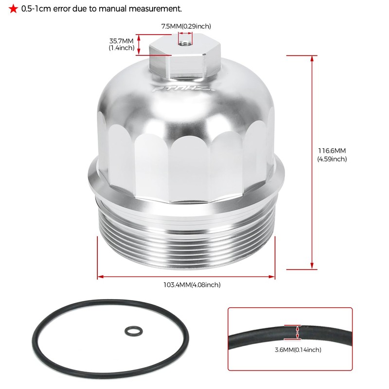 PTNHZ Billet Aluminum Cap W/Drain Plug Fuel Filter Housing Compatible