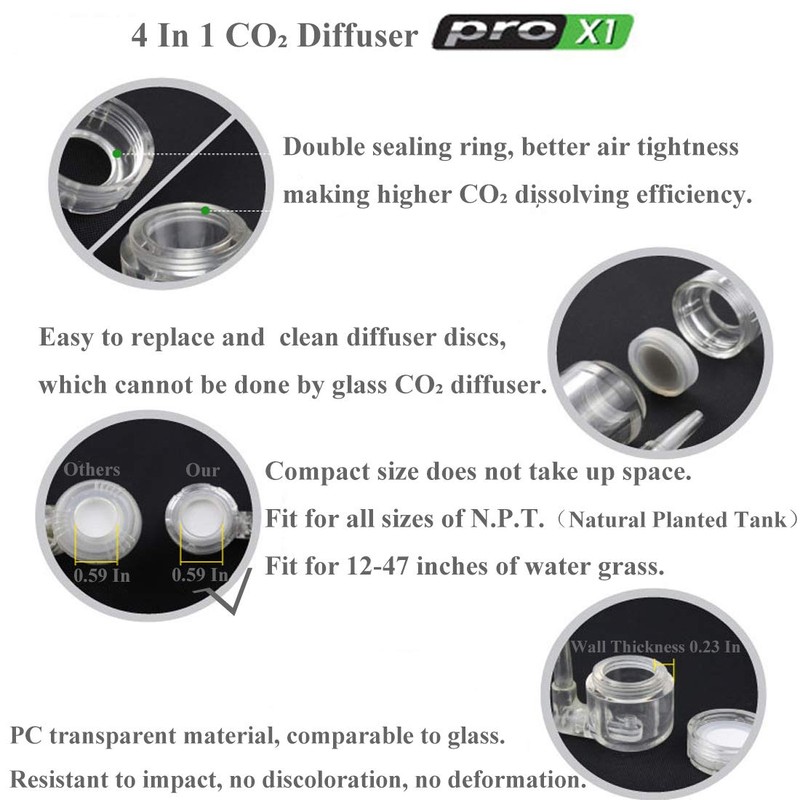 JZMYXA CO2 Diffuser 4- in-1 Function, Ultramicropore Atomization U-Shape Air