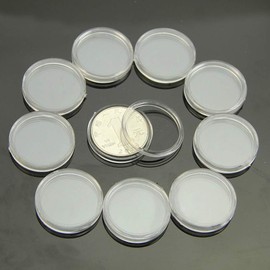 Meiliyizu 10pcs 25mm Applied Clear Round Cases Coin Storage Capsules Holder Round Plastic