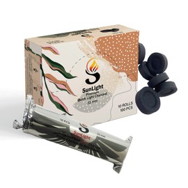 Sunlight Premium Charcoal Tablets for Incense - Instant Light - 100 Discs - 33mm - Resin Burner Rolls - Pack of 100 Coal Briquettes - Instant Fire Coal