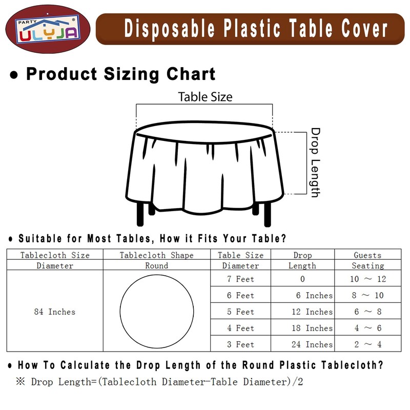 PARTY ULYJA Brown Tablecloths Plastic 3 Pack Premium 84 Inches