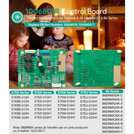 1006801R Control Board for E7 Series Electric Furnace, Replacement Printed Circuit Board, W/Electric Heat, Single Stage