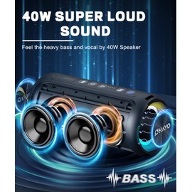 OHAYO Portable Bluetooth Speaker 40W Waterproof Outdoor Speakers with LED Light, Enhanced Bass, IPX7 Float, Surround Loud Sound, 30H Play, Outdoor Speaker for Beach, Pool, Shower, Gifts for Men