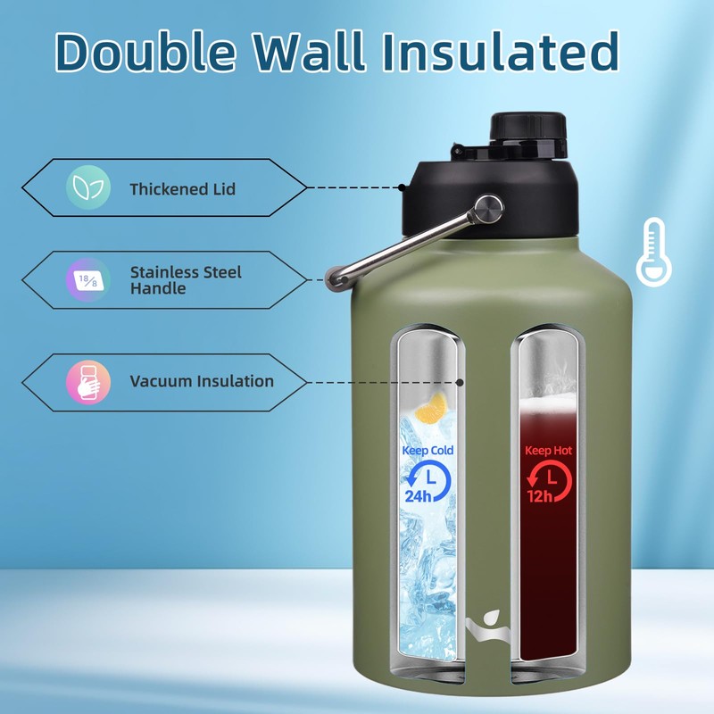 Konokyo 1 Gallon Jug with Handle,128 oz Insulated Water Bottle
