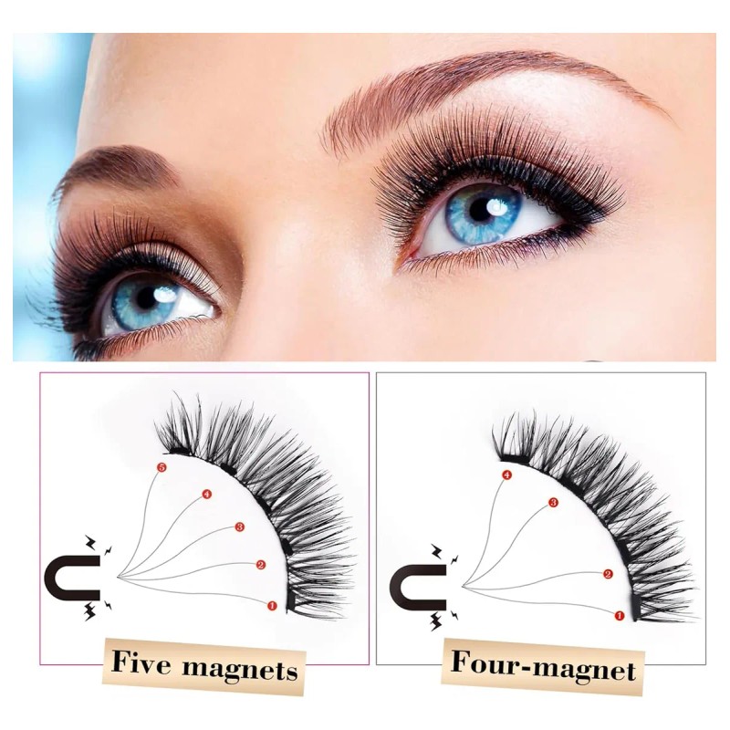 Pestañas Postizas Magnéticas Kit Con Clip 4 Pares
