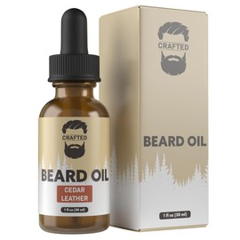 Beard Oil by Crafted Beards - Beard Oil Conditioner - Leave Your Beard Feeling Amazing - All Natural Ingredients - No Residue - Mustache Oil - 1oz - Made in the USA (Cedar Leather)