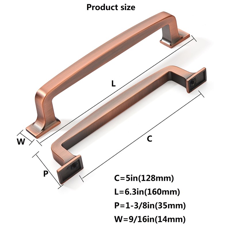 khtumeware 6 Pack 5 Inch Kitchen Cabinet Handles Brushed Antique