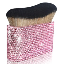 Yivaiks Self Tanner Brush Bling Kabuki Tanning Brush Rhinestones Ultra Dense and Thick Wide-Headed Large Body Makeup Brushes for Flawless Leg Makeup （Square Pink Rhinestone）