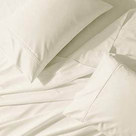 Royal Tradition Solid 650-Thread-Count, Cotton-Blend Bed Sheets Set (Olympic Queen, Ivory)