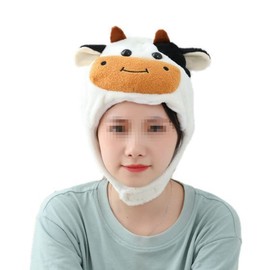 DOKiDOKI Cow Hat, Cosplay, Cute, Transformation Mask, Head, Stuffed Toy, Kigurumi, Headwear, Fluffy, Cute, Ranch, Milk, Halloween