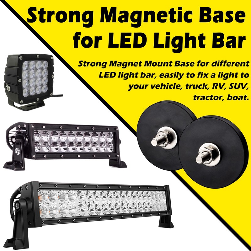 Strong Magnetic Light Bar Mounts, 2 Pack Heavy Duty Magnetic
