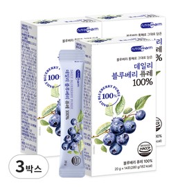 Nutra Farm Blueberry Puree 100% Juiced Liquid Sticks 14 Packets, 3 Pieces / 뉴트라팜 블루베리 퓨레 100% 착즙 원액 스틱 14포, 3개