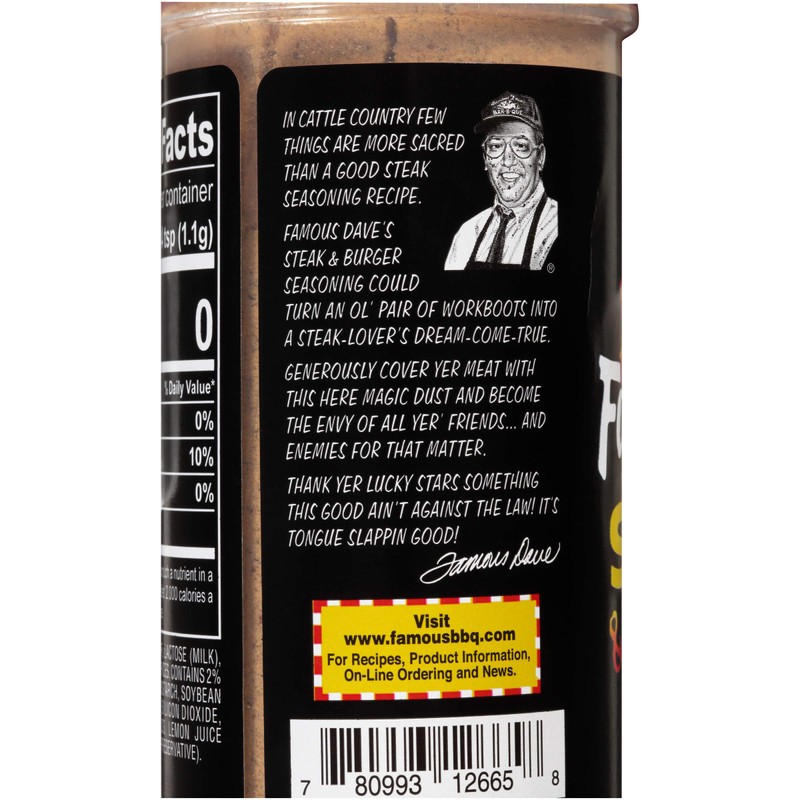 Famous Dave's Steak & Burger Seasoning, 8.25 Ounce, Pack of