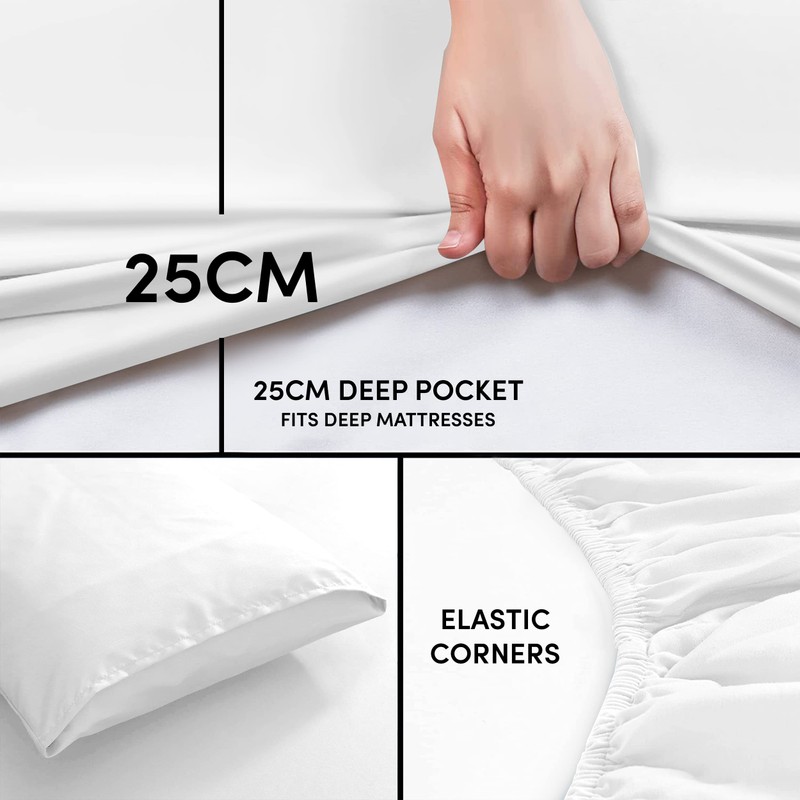Moonlight Bedding Double Fitted Sheet - 25cm Deep Pockets Ultra