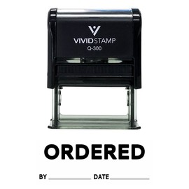 Ordered by Date Self Inking Rubber Stamp (Black Ink) - Large