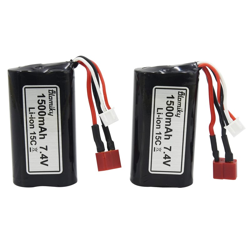 Blomiky 2 Pack 7.4V 1500mAh 15C Li-ion Rechargeable Battery with