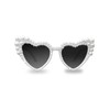 Fibye Heart Shape Bride Sunglasses, White with Pearl Accents
