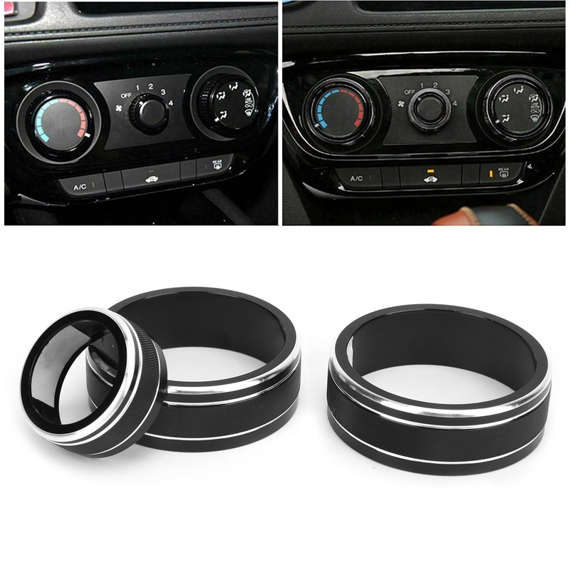 3pcs Car Air Conditioning Interior Climate Controller Knob Cover Black