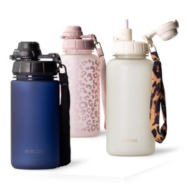 MAMEIDO Children's Water Bottle 500 ml with Straw & Tritan Carry Strap, Leak-Proof Water Bottle, BPA-Free Bottle for Boys and Girls (Dark Night, 0.5 L)