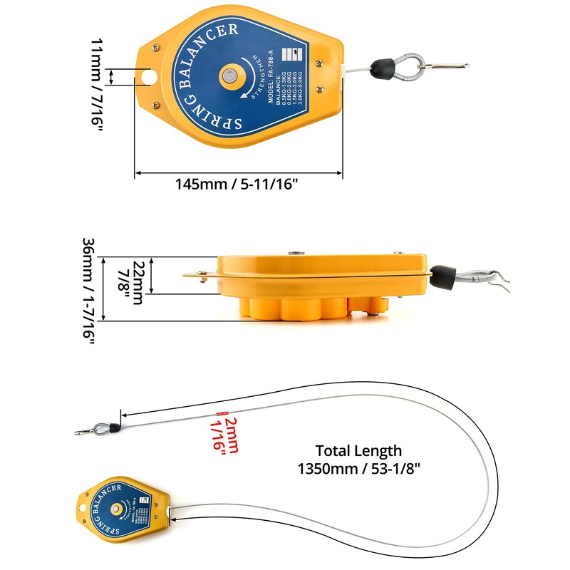 QWORK Spring Balancer, 2 Pack 3.3lbs - 6.6lbs Bearing Retractable