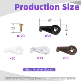 Swpeet 120 Sets 4 Colors Glass Retainer Clips with Matched Screws Assortmnet Kit, Cabinet Window Glass Clips Window Screen Clips Cabinet Door Glass Retainer Clip for Fixing Offset