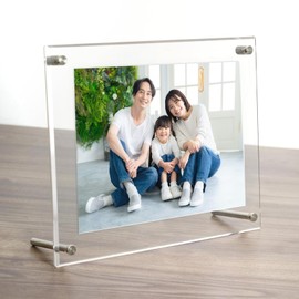 Yuyo New Acrylic Frame, B6 & 2L, Size G-3002, Includes Protective Film, 2 Pieces Together, 4 Corner Screw Closure, For Tabletop Wall Hanging, Vertical and Horizontal, Includes 2 Stand Bars