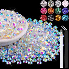 4000PCS 5mm Resin Jelly Rhinestones in Bulk (Transparent AB), Bedazzling Flatback Crystals Rhinestones for Crafting DIY Nail Decoration, Gems Diomand Charms for Tumbler Shoes Clothing Fabric
