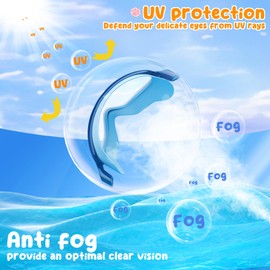 COOLOO Kids Swimming Goggles, 2 Pack Kids Swim Goggles Junior Children Girls Boys Age 3-16, Anti-Fog, Waterproof, UV Protection Lenses, Crystal Clear Wide Vision (04-Yellow+Light Blue)