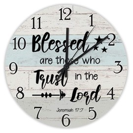 godblessign Blessed are Those Who Trust in The Lord Clock Bible Verse Wall Religious Quote Art Wooden Christian Inspirational Saying Rustic Wood Thanksgiving for Her
