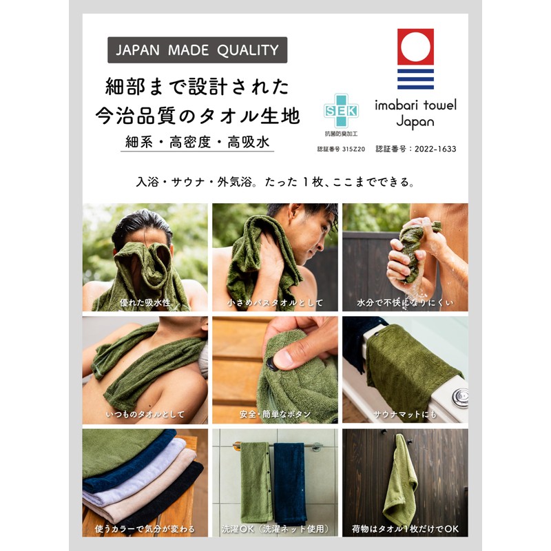 Minamosho Sauna Hat Towel, Hides Your Mouth, Imabari Towel, 6