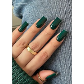 AutyaMee Semi Cured Gel Nail Strips (Forest Green), 20 Pcs Gel Nail Wraps, Stickers, UV Light Required, Salon Quality, Long Lasting