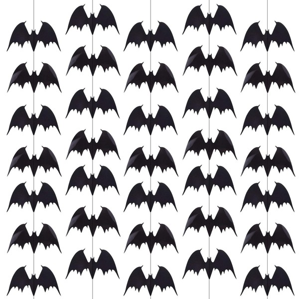 TUPARKA 5 Pack Black Bat Hanging Decoration Door Strings Ceiling Decoration for Halloween Party Supplies