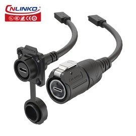 CNLINKO LP-16 Type-C 3.1 Industrial Waterproof Connector IP68 Circular Connector Quick Plugging Aviation Connector Fast Release High-Speed Data Transmission Connector with 1 Meter Cable