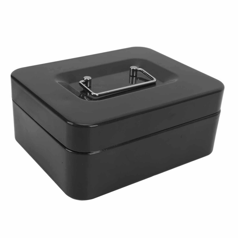 Small Locking Cash Box Portable Double Layers Safe Metal Money