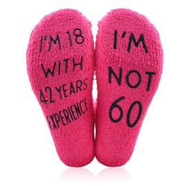 60th Birthday Gifts for Mom Nana 60 Th Birthday Presents for Women Aunt Friends Funny 60th Bday Gifts for Grandma Mother 60 Year Old Bday Socks for Women Cousin Sister Soft Fuzzy Socks Cotton