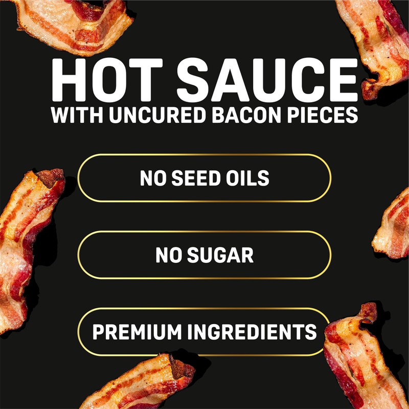 Baconic Hot Sauce with Real Bacon Bits – Zero Sugar,