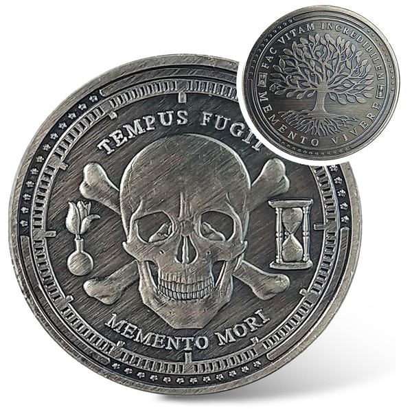 IELCJJ Memento Mori Coin, Tree of Life Stoic Reminder Coins