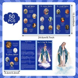 Motiskyy 50 Pcs How to Pray the Rosary Prayer Card 9.7 x 6 Inches Catholic Laminated Card How to Pray the Rosary Pamphlet for Beginner Sunday Learning(Dark Blue)