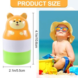 Wffeila Sonnencreme Applikator, 2Pcs Reisen Tragbares Sonnenschutz Applikator für Kinder Erwachsene, Sonnencreme Rollerflaschen Applikator Nachfüllbar für Körperlotion, Grünes Hündchen+Rosa