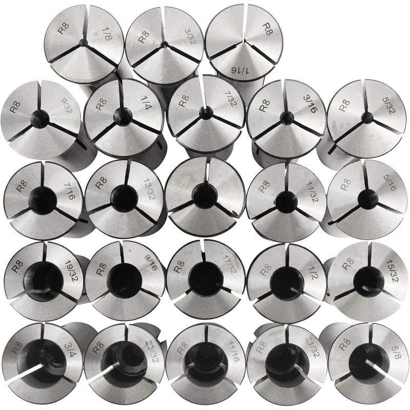 8milelake 23 Piece R8 Collets Set 1/16" to 3/4" for