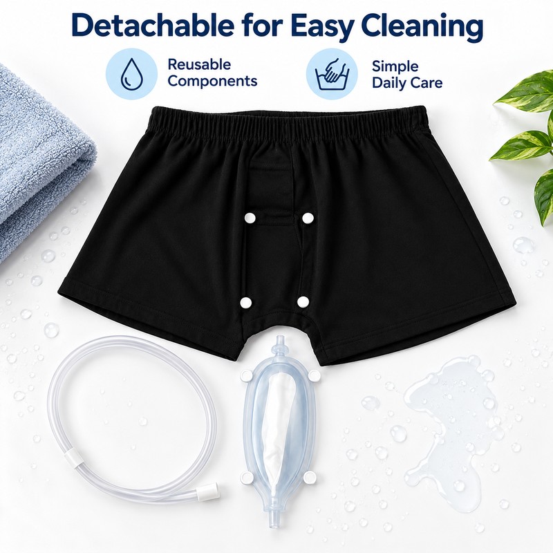 Men's Reusable Urine Collection Kit with External Funnel, Adjustable Underwear