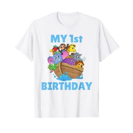 Noahs Ark First Birthday Party 1st Year Kids Toddler Animals T-Shirt